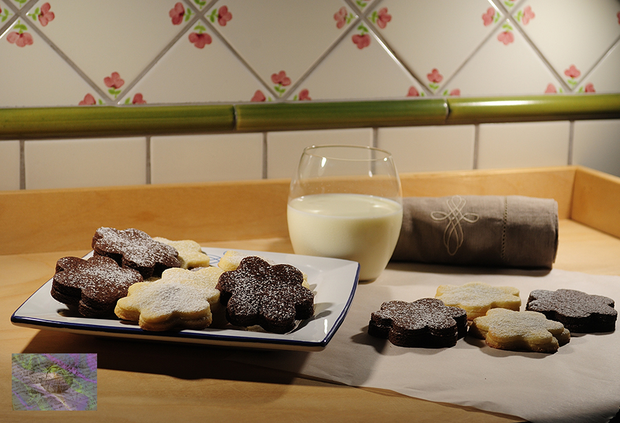 Cocoa or vanilla daisy pastries?