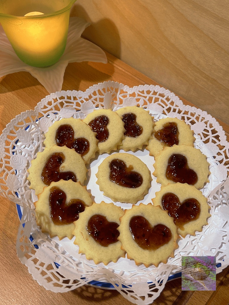 shortbread pastries with cherry jam